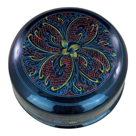 Vintage Handmade Lacquerware Coaster Set of 6 Coasters with Holder - Picture 7 of 8